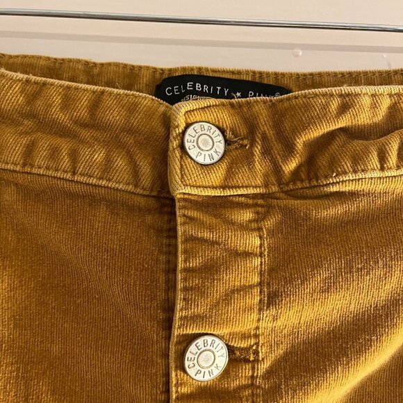 Celebrity Pink mustard mini corduroy skirt with buttons, size 13 31 - Picture 2 of 6